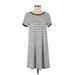 Market and Spruce Casual Dress - Shift: Gray Stripes Dresses - Women's Size Small