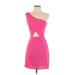 BCBGMAXAZRIA Casual Dress - Mini: Pink Solid Dresses - Women's Size 2