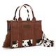 Wrangler Tote Handbag for Women Cow Print Purse Top Handle Handbags, M Brown-guitar Strap, M