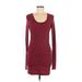 Splendid Casual Dress - Mini Scoop Neck Long sleeves: Burgundy Solid Dresses - New - Women's Size Medium