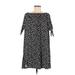 Heimish U.S.A Casual Dress - Mini Boatneck 3/4 sleeves: Black Print Dresses - Women's Size Medium