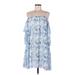 Elliatt Casual Dress - A-Line Cold Shoulder 3/4 sleeves: Blue Dresses - New - Women's Size Medium