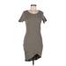 Express Casual Dress - High/Low Scoop Neck Short sleeves: Gray Print Dresses - Women's Size Medium