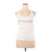 Lucas Hugh Tank Top White Print Scoop Neck Tops - Women's Size Large