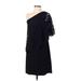 NANETTE Nanette Lepore Cocktail Dress - Party Open Neckline Short sleeves: Black Solid Dresses - New - Women's Size 4