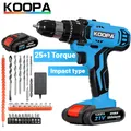 Koopa Tool 21V cacciavite avvitatore a percussione portatile a batteria 2 velocità variabile 25 + 1