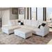 White Sectional - Wade Logan® Beesley 103.5" Wide Faux Leather Sofa & Chaise w/ Ottoman Faux Leather | 35 H x 103.5 W x 74.5 D in | Wayfair