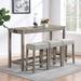 Modern 4-Piece Breakfast Nook Bar Set with Upholstered Bar Stools, Rectangular Dining Table w/Power Outlet, for Living Room