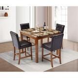 Square 5-Piece Counter Height Dining Table Set with PU Leather Chairs