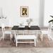 Red Barrel Studio® Algy Rectangular 59" L x 35.4" W Dining Set Wood/Upholstered in White/Black | 30 H x 35.4 W x 59 D in | Wayfair