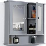 Latitude Run® Medicine Cabinets for Bathroom w/ Adjustable Shelves, Double Doors Bathroom Cabinet Wall Mounted in Gray | Wayfair
