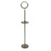 Floor Standing Make-Up Mirror 8-in Diameter with 4X Magnification and Shaving Tray in Antique Brass