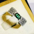 Huitan exquisite ovale grüne cz Ringe für Frauen funkelnde Blattform Silber Farbe Eheringe
