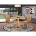 East West Furniture Dining Table Set Includes a Round Dining Table and Chairs, Oak (Pieces Options)