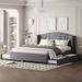 Queen Size Linen Upholstered Platform Bed with Twin Trundle and 2 Drawers