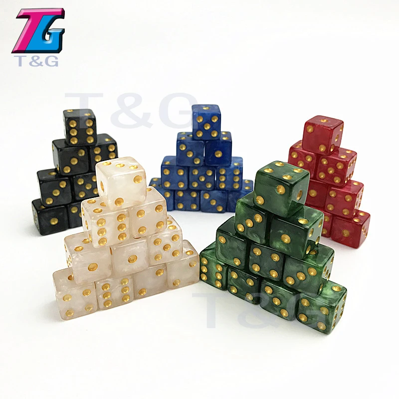 10 teile/los hochwertige Perlmutt-Effekt würfel in 12mm quadratischen Ecken Brettspiel würfeln Image