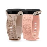 Wearlizer 2 Packs Floral Engraved Bands Compatible with Samsung Galaxy Watch 6/5/4 40mm 44mm/Watch 6 Classic 43mm 47mm/Watch 5 Pro 45mm/Watch 4 Classic 42mm 46mm 20mm Silicone Sunflower Sport Strap