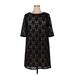 Sangria Casual Dress - Shift Crew Neck 3/4 sleeves: Black Print Dresses - Women's Size 14