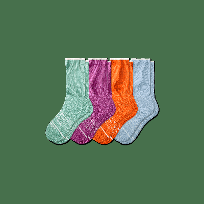 Youth Merino Wool Blend Calf Sock 4-Pack - Orange Blue Mix - Y - Bombas