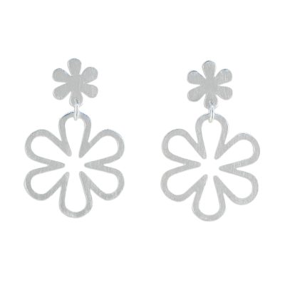 'Flower Power' - Handcrafted Floral Sterling Silver Dangle Earrings