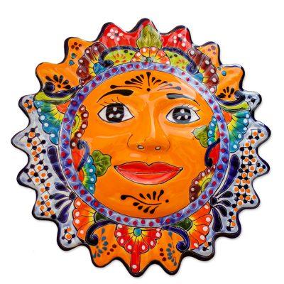 Luz del Sol,'Hand-Painted Ceramic Sun Wall Sculpture from Mexico'