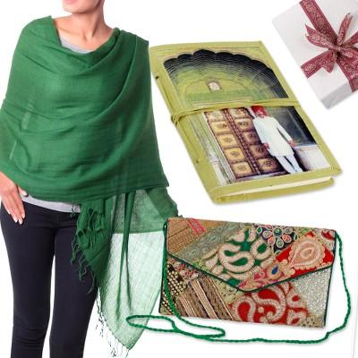 Green Splash,'Handcrafted Green-Toned Traditional Curated Gift Set'