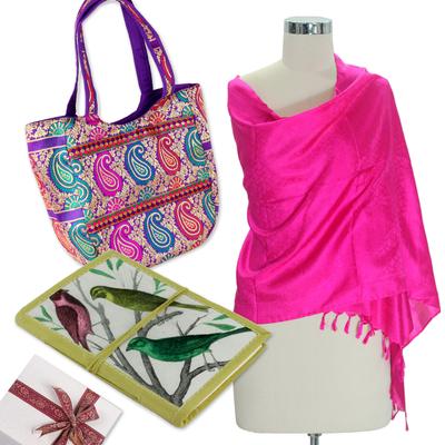 Delightful Dream,'Curated Gift Set with Silk Shawl Shoulder Bag and Journal'