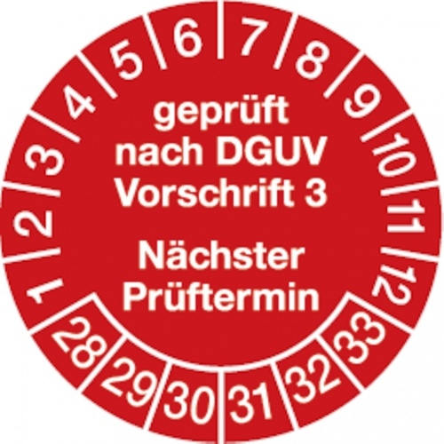 Dreifke® Prüfplakette geprüft nach DGUV Vorschrift 3 nächster Pr - 30 mm Folie selbstklebend, 10 St Image