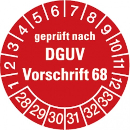 Dreifke® Prüfplakette geprüft nach DGUV Vorschrift 68 ab 2028 ro - 30 mm Folie selbstklebend, 10 St Image
