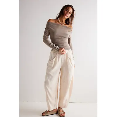High Road Pull-On Barrel Trousers at Free People in Birch, Size: Small
