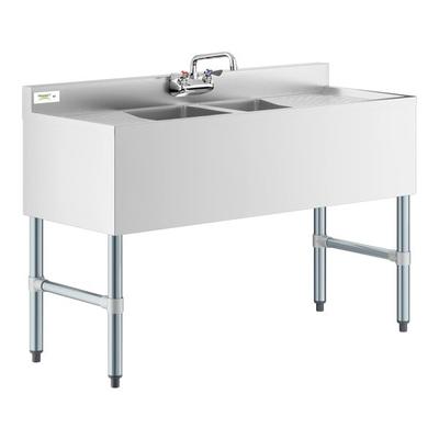 Regency 2 Bowl Underbar Sink with Faucet and 2 Drainboards - 48" x 18 3/4"