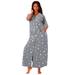 Plus Size Women's Long French Terry Zip-Front Robe by Dreams & Co. in Heather Grey Stars (Size 3X)