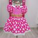 Disney Dresses | Minnie Mouse Dress Polkadot Pink Size 3t Includes Headband | Color: Pink/White | Size: 3tg