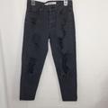 Brandy Melville Jeans | Brandy Melville Jeans Womens Size 26 Gray Distressed Ripped Straight Denim | Color: Gray/Red | Size: 26