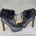 Gucci Shoes | Gucci Anett Shearling Lamb Cuff Black Ankle Boots | Color: Black | Size: 8