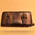 Coach Bags | Coach Distressed Bronze Leather Brass Buckle Full-Bill Zipper Wallet | Color: Brown/Tan | Size: Os