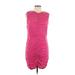 I SAW IT FIRST. Casual Dress - Bodycon Crew Neck Sleeveless: Pink Print Dresses - Women's Size 12