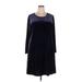 Dress.com Casual Dress - Mini Scoop Neck 3/4 sleeves: Blue Print Dresses - Women's Size 22 Plus