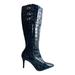 Ralph Lauren Shoes | 4052 Ralph Lauren Women's Black Leather Crocodile Embossed Heeled Boots 7 B | Color: Black | Size: 7