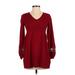 Alfani Casual Dress - A-Line V Neck Long sleeves: Red Dresses - New - Women's Size Small Petite