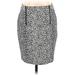 Ann Taylor Casual Pencil Skirt Knee Length: Silver Leopard Print Bottoms - Women's Size 4