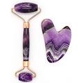 Home Massage Massager Roller,Massage Stick,Massage Tool,Jade Roller & Gua Sha Face Roller – Amethyst Derma Roller and Gua Sha Set for Skincare Face Roller and Dark Circles Under Eye Treatment