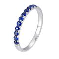 Blue Wedding Rings, Cubic Zirconia Ring Size J 1/2 18K White Gold 11 VVS Round Lab Grown Sapphire Channel Valentines Day Premium for Women