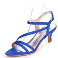 Satin Wedding Shoes Open Toe Buckle Bridal Shoes Women Mary Jane Low Heels Pumps Wedding Dress Shoes Royal Blue