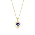 14k Real Gold Heart Evil Eye Necklace for Women | Heart Shaped Hamsa Necklaces in 14k Gold | Blue, Red, Dark Blue Evil Eye Pendant Necklace | Delicate Protection Jewelry | Gifts for Anniversary, 18",