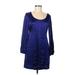 INC International Concepts Cocktail Dress - Shift Scoop Neck 3/4 sleeves: Blue Solid Dresses - Women's Size 6 Petite