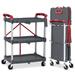 babevy Portable Folding Service Cart, 3 Tier Folding Utility Cart Plastic in Gray | 32.87 H x 23.03 W x 14.96 D in | Wayfair LCX_TCO_PIS_00UY6OEJ