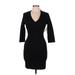 Design Lab Lord & Taylor Cocktail Dress - Mini V-Neck 3/4 sleeves: Black Solid Dresses - New - Women's Size Medium