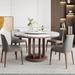 Orren Ellis Nordic modern simple faux marble round dining table sets w/ turntable Wood in Brown/White | 29.5 H x 53.1 W x 53.1 D in | Wayfair