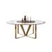 Everly Quinn Zaelyn Round Dining Table Metal in Black/White/Yellow | 29.5 H x 62.9 W x 62.9 D in | Wayfair 50DF5601B16849D1BA91A9A8FDFD27A4